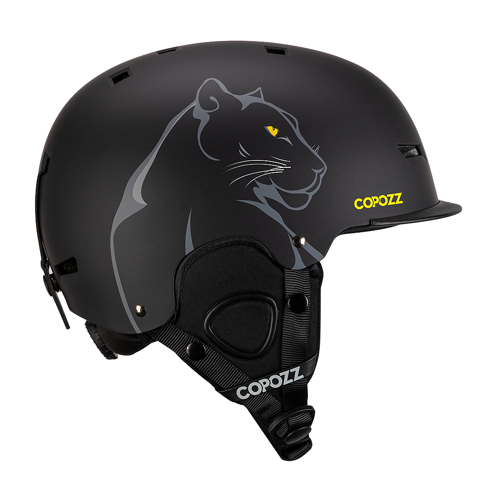 COPOZZ casco de esquí dibujos animados medio cubierto casco de seguridad antiimpacto ciclismo esquí Snowboard casco deportivo para adultos y niños: M / Beige