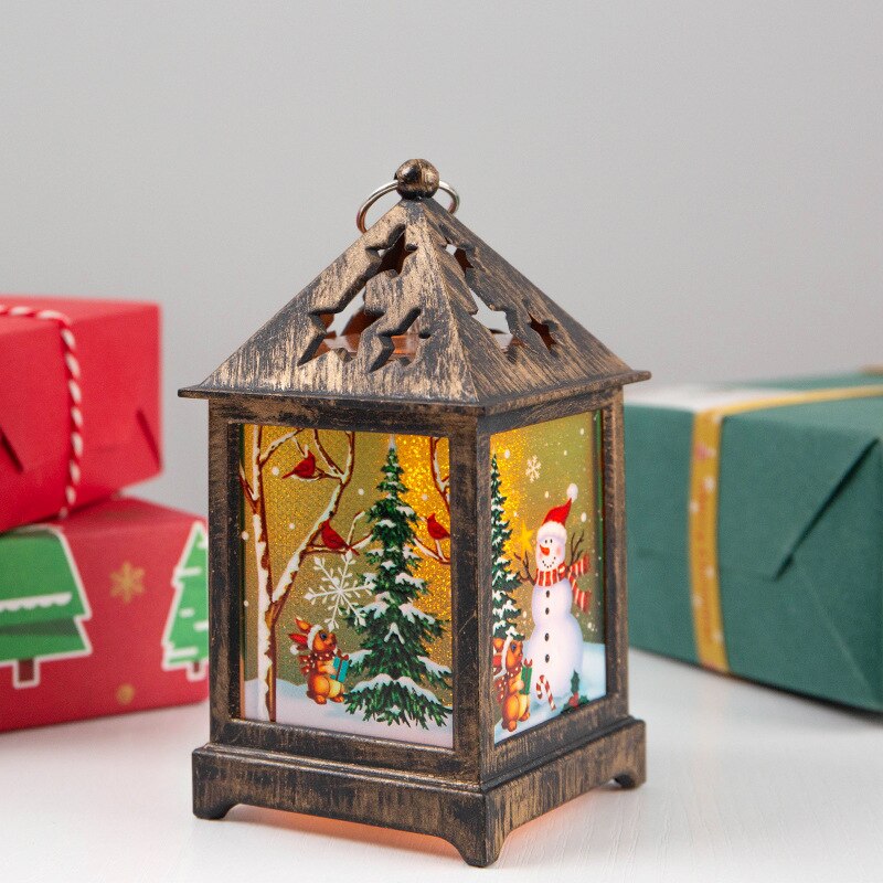 Noël nuit lampe créative Oldman bonhomme de neige rétro vent lanterne noël fête décoration pendentif bureau ornement lampe
