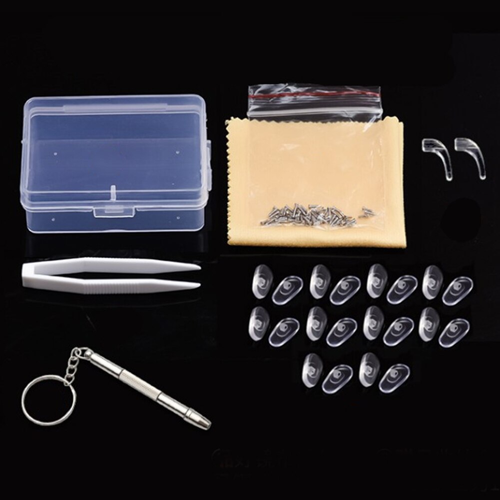 100pcs Set Repair Tool Spectacles With Tweezer Assortment Silicone Nose Pad Nut Kit Sunglass Micro Screwdriver Eyeglasses Tiny