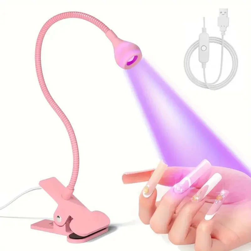 Lupa Led tipo Clip 8x, luz de belleza para uñas, luz fría USB, equipo antideslizante, abrazadera, lámpara de escritorio portátil de vidrio: Verde