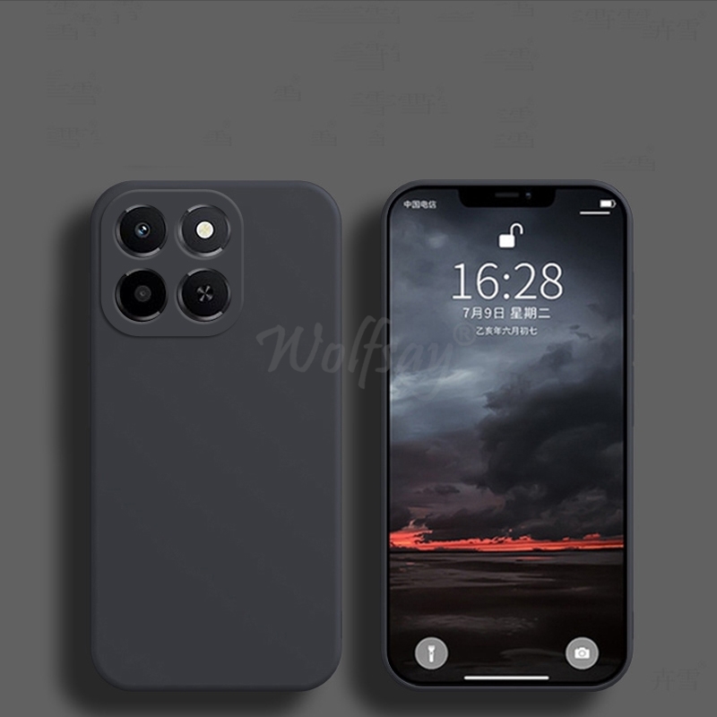 For Honor X6C Case Liquid Silicone Plain Rubber TPU Funda Cover Honor X6C Case Phone Protector Cover Honor X6C Case: black