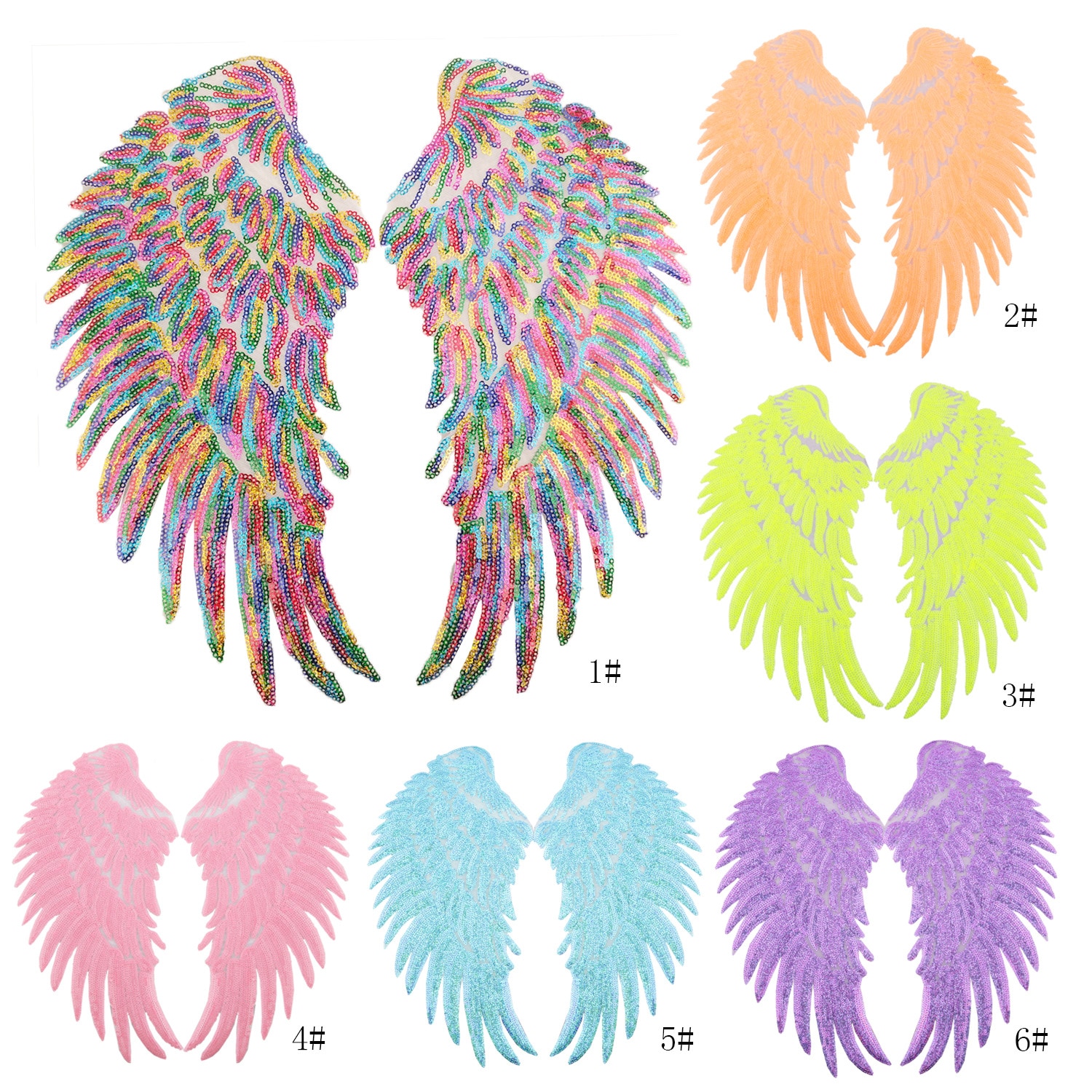 2pcs Angel wing Patches for Clothing Big Patches for Clothing Large Patch Sequin Patch Diy Patch Sequin Applique Iron On