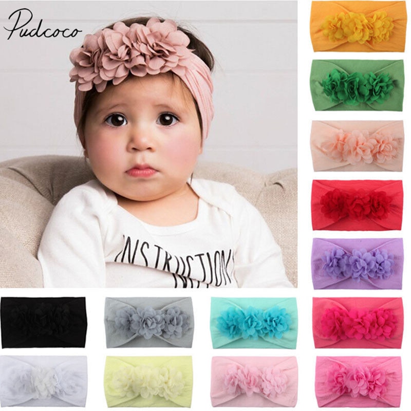 Brand Baby Girl Kids Peuter Lace Flower Hoofdband Hair Bow Band Accessoires Solid Hoofddeksels Haarband Photo Props