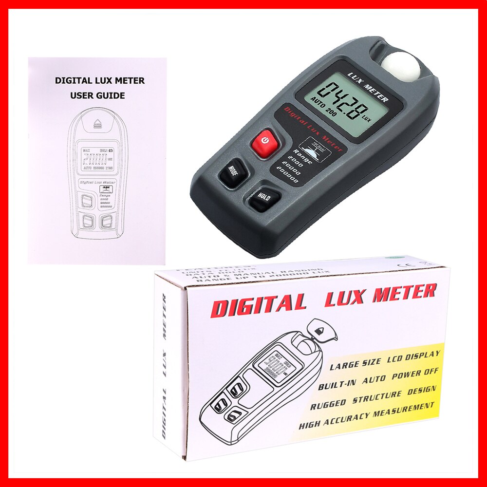 RZ Digital Light Meter LCD Display Light Meter Environmental Testing Illuminometer Sensor Large Photometer MT-30