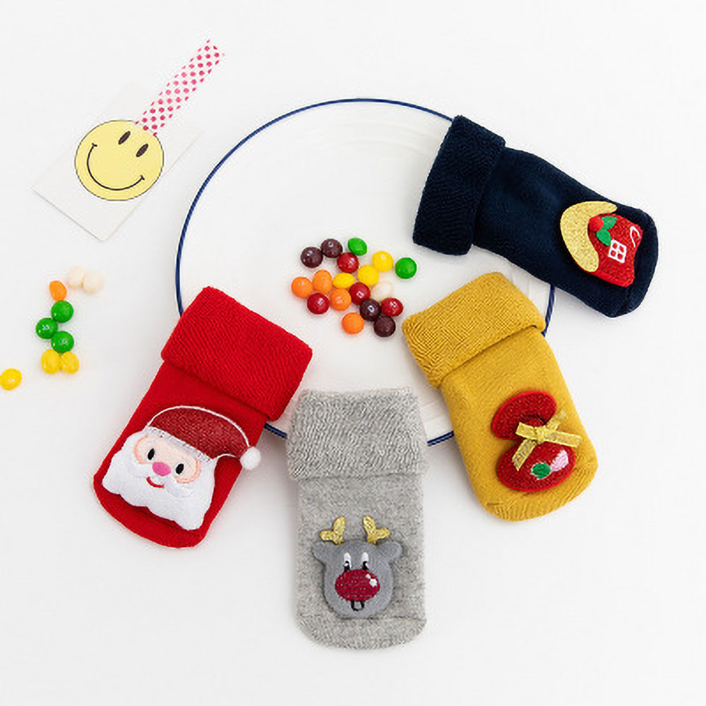 Children cuff terry socks cute doll towel socks floor socks autumn and winter cartoon extra thick baby non-slip Christmas socks