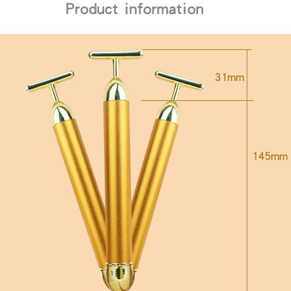 24k Gold Vibration Face Roller Massager Facial Slimming Beauty Bar Pulse Firming Lift Skin Tightening Wrinkle Stick