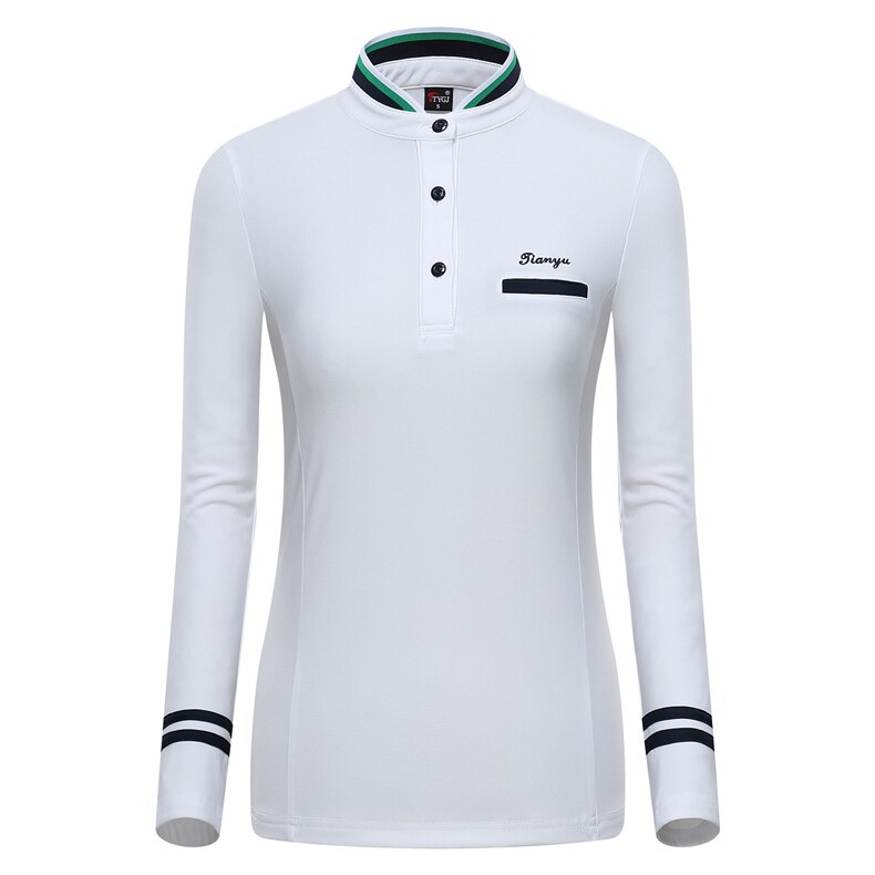 frauen Lange Hülse Golf Ausbildung T-Shirt Spitzen Frauen Schnell Trockene Kleidung Sport Golf Tennis Bekleidung Stehen Kragen Dünnes Hemd: Weiß / XL