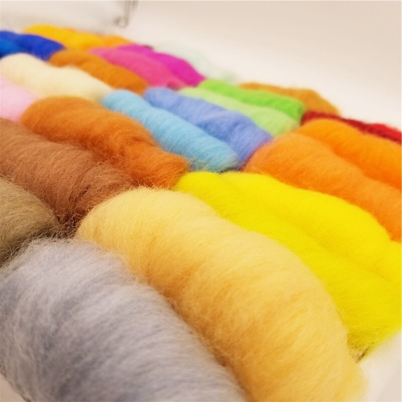 Gör-det-själv nål ull fiber roving tova hand spinning gör det själv shiba docka handarbete rå ull filt kit bollar paket hantverk filt tillbehör