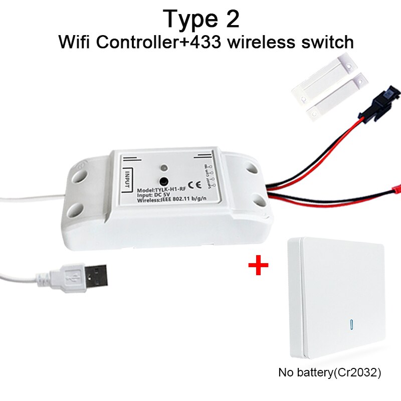 Wifi Smart Garagedeur Opener,Rolling Shuttercontroller, RF433mhz Remote + Tuya Smart Leven App Controle, alexa Google Assistent: Type 2