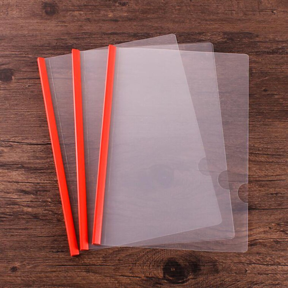 10 Pcs Plastic A4 Paper File Folder 10mm Sliding Bar Report Covers 40 Sheets Transparent Resume Presentation Organizer Binder: Red