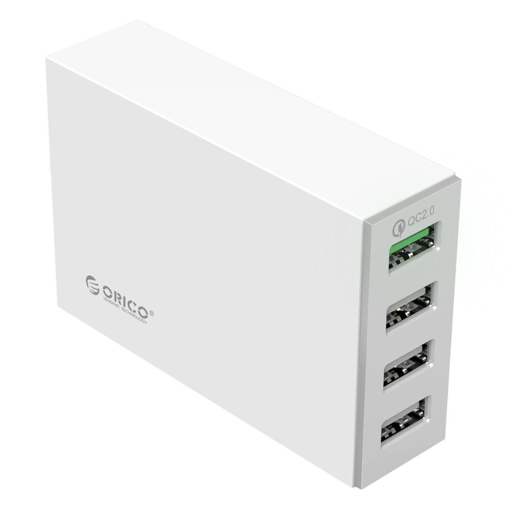 ORICO QC2.0 Fast Charging 6 Ports Desktop Charger Mobile Phone USB Adapter for Samsung Huawei Xiaomi LG iPhone EU/US/UK/AU Plug: UK Plug / 4 Ports White