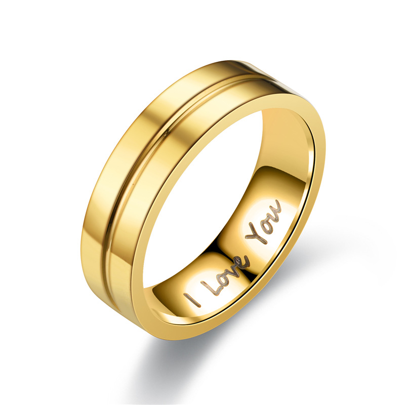 Anillo de acero de titanio a la para hombre y mujer, anillos clásicos con letras I Love You, joyería de Color dorado para pareja, accesorios de de deshierbe: 3 / Verde