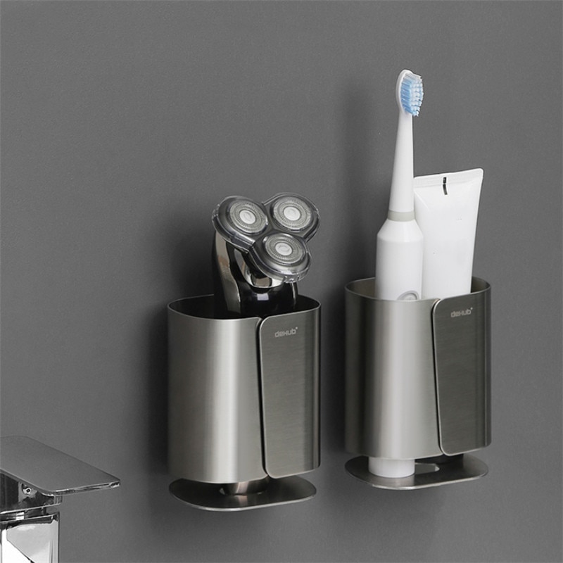 Rustfrit stål barbermaskine opbevaringsstativ enkel vægmonteret elektrisk barbermaskineholder kam tandbørste opbevaringshylde badeværelse tilbehør