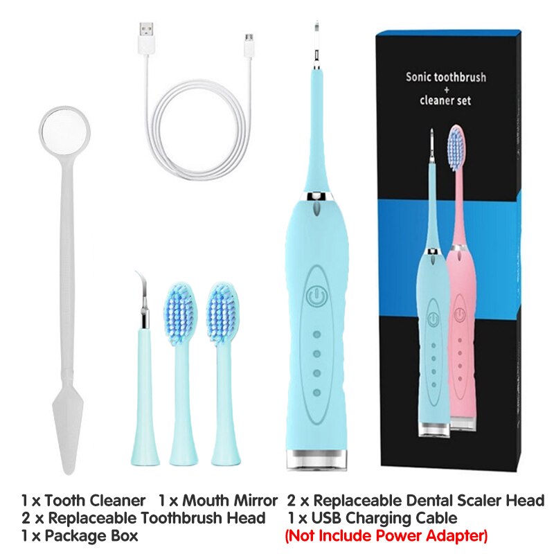 4 Grades Adjustable Electric Ultrasonic Sonic Remove Dental Stones Cleaning Instrument Washing Machine Whitening Teeth Oral Care: Blue