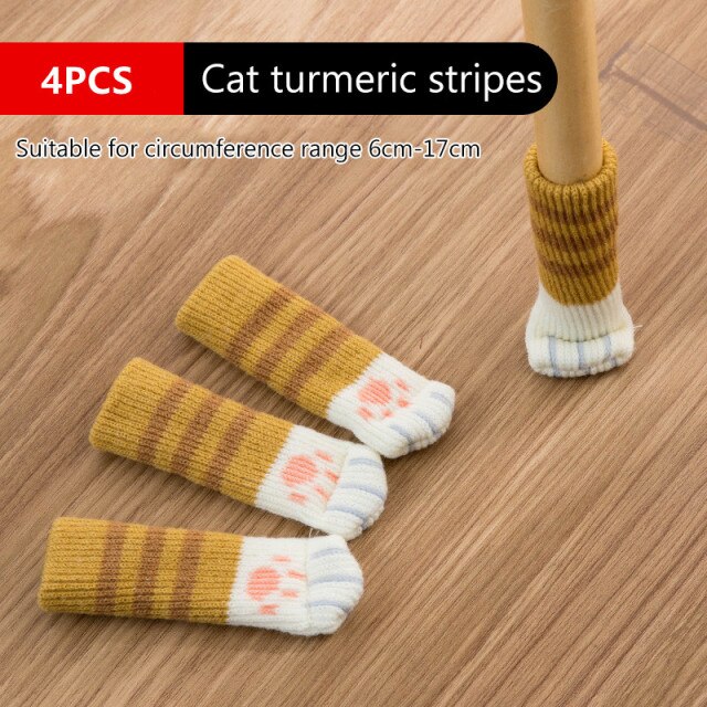 Nette Katze Füße Stuhl Socken Gestrickte Stuhl Beine Futter Socken Boden Protektoren Stumm Möbel Tisch Bein Protektoren Fuß Pads: C 4Stck