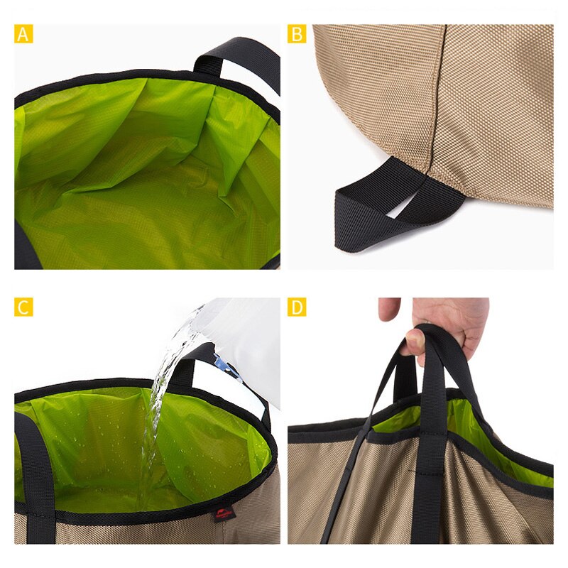 Naturehike 10L portátil al aire libre redondo plegable agua lavabo Camping Picnic Oxford Wash Bucket Bag lavabo ultraligero