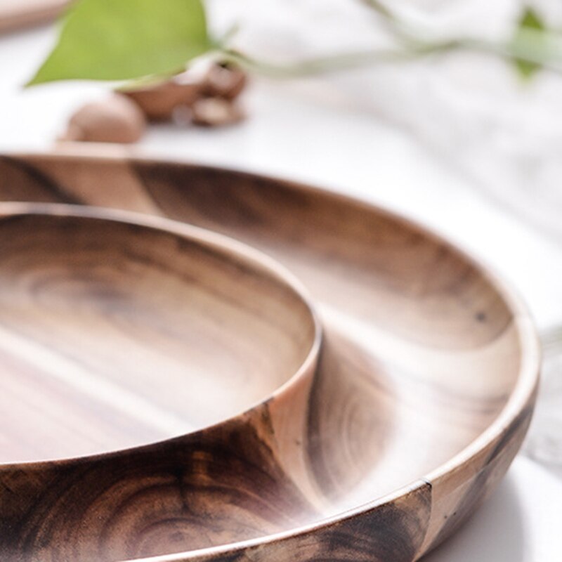 Double Layer Snacks Candy Wooden Plate Nut Dried Fruit Snack Fruit Dish Storage Trays