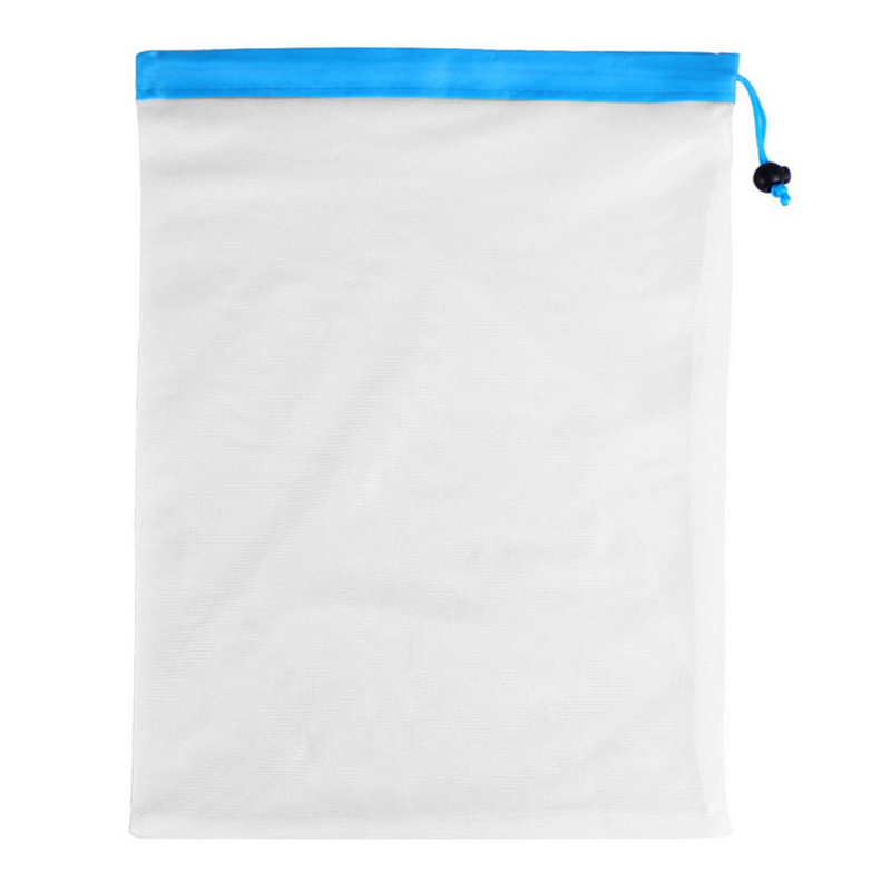 3 tamaños y colores Malla reutilizable bolsa de productos bolsos ecológicos lavables para el sostenedor de bolsas de comestibles bolsa organizadora de frutas y verduras: Blue L