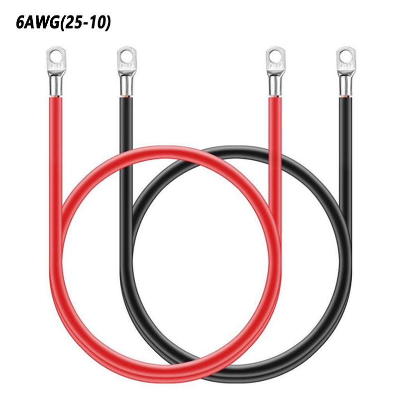 Car Battery Red and Black Fire Wire PVC Shell Copper Core 10 8 6 AWG Battery Cable Connection Line Pure Copper Series Wire: 6AWG 25 10