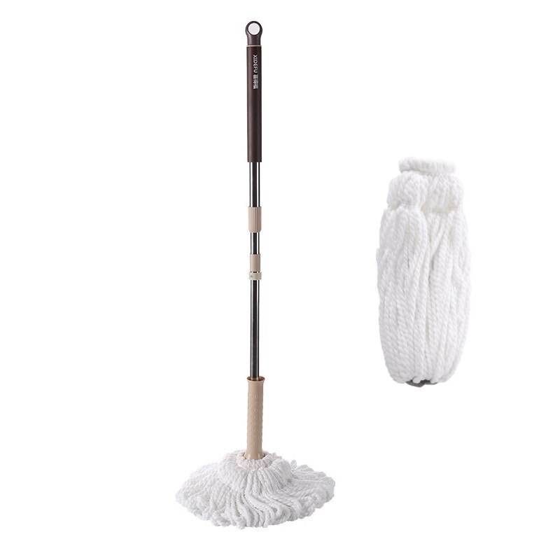 Fregona escurrible Wonderlife Store para lavar el suelo, escurridor de cocina giratorio para el hogar, ayuda a automojar, limpiador de ventanas manos libres redondo: khaki within 2 pads