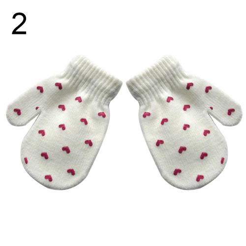 1 par vinterfødte baby anti-ridse handsker stjerne hjerte print strikkede vanter: 2