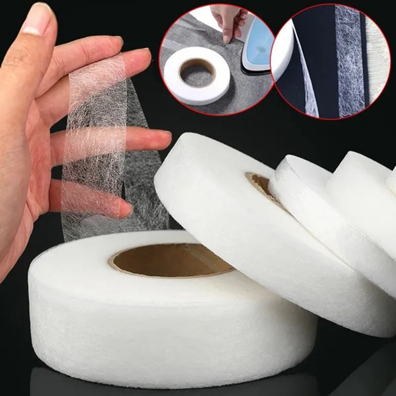Accesorio de costura de entrelazado de doble cara blanco de 64m, cinta adhesiva de tela, entrelazado Fusible para ropa, accesorios DIY de retazos