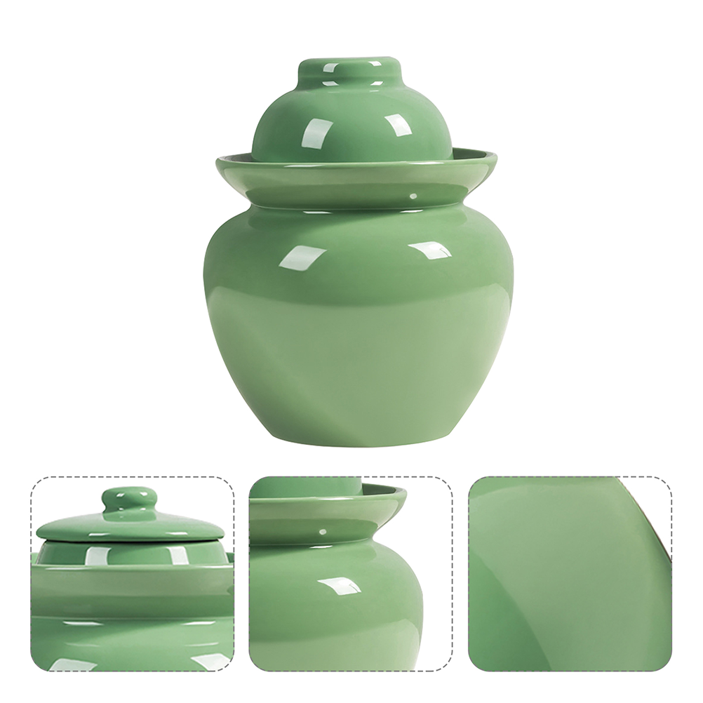 Traditional Pickle Jar Ceramic Pickle Container Fermentation Jar with Lid