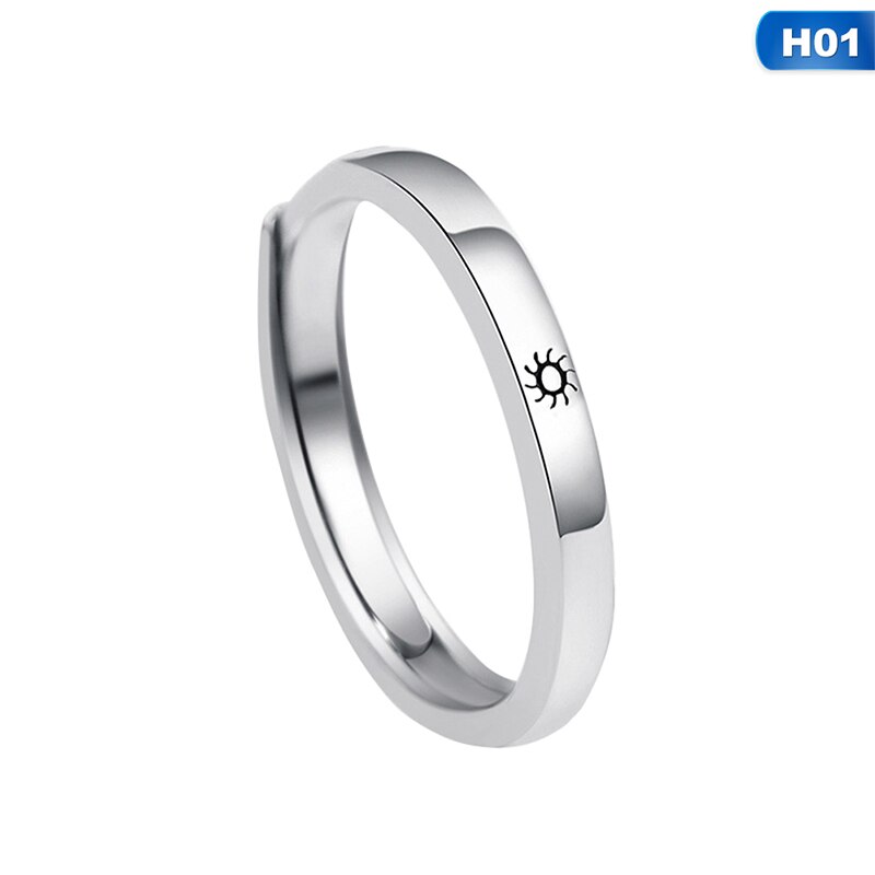 Zinc alloy Lovers Couple Rings Silver Sun moon Wedding Promise Ring For Women Men Engagement Jewelry Party: H01