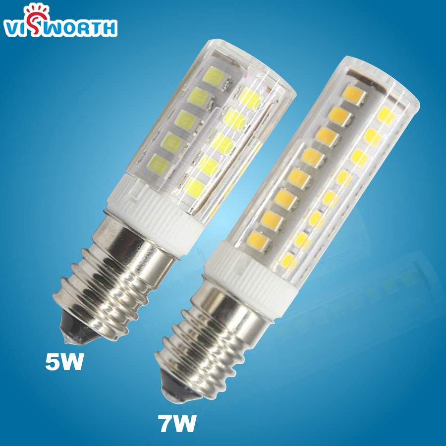 Bombilla Led de mazorca de maíz, foco E14 de 5W y 7W, SMD2835, Mini lámpara de araña de cristal transparente, luz colgante para refrigerador