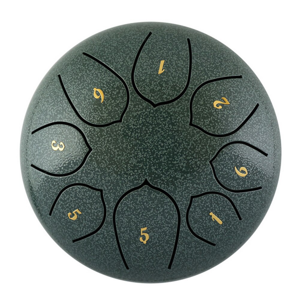 6" Alloy Steel Tongue Drum 8 Notes Tank Drum Instrument w/ Bag Mallets: Green