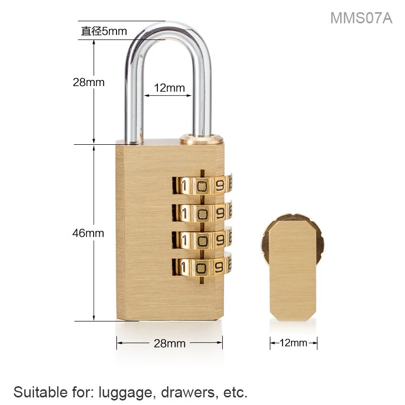 Outdoor Lock No Key 4 Digit Combination Coded Padlock, Waterproof Rustproof Brass Big Size Copper for Fence Warehouse Door Locks: MMS07A