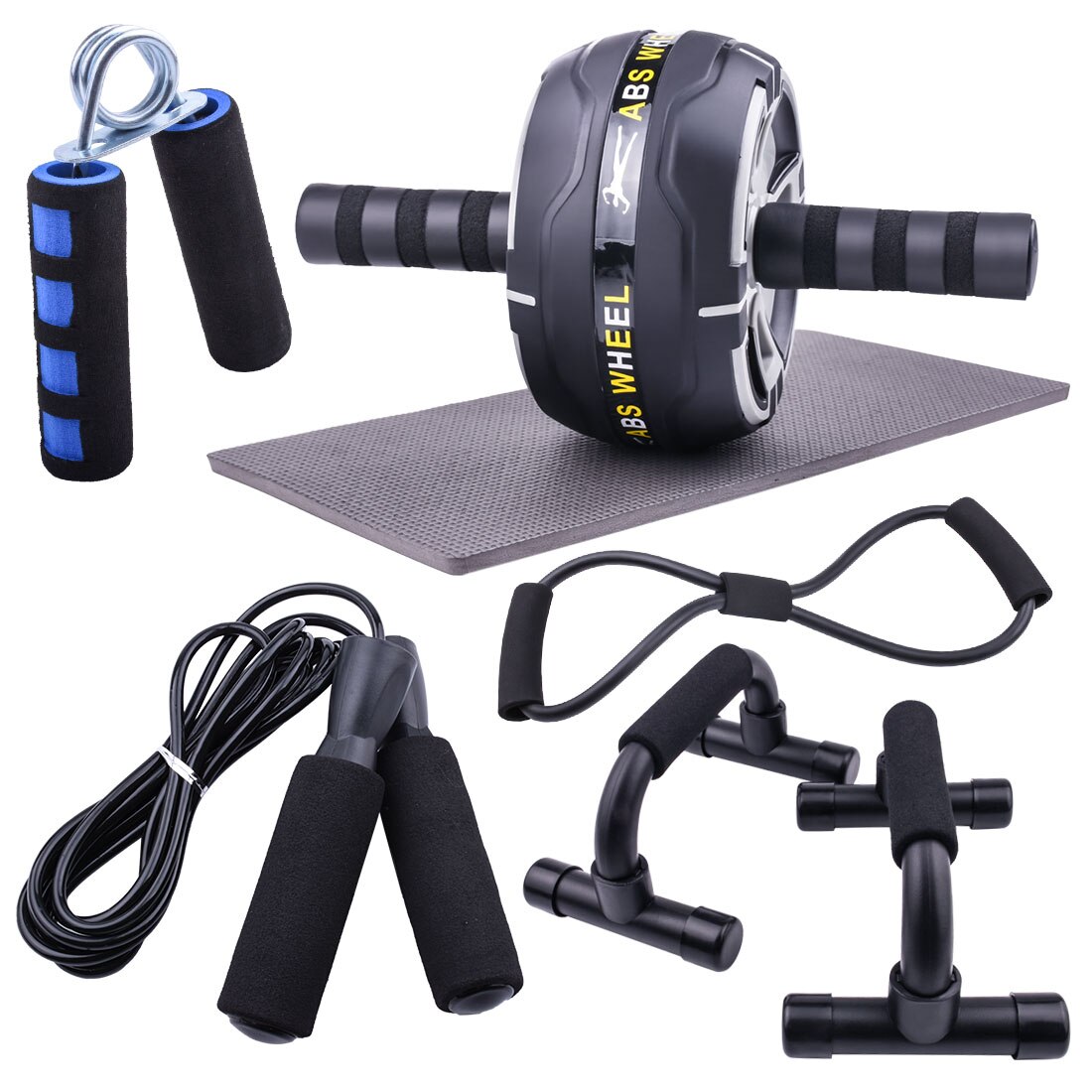 Push up bar modstandsbånd ab hjul rullemaskine maskine hop reb træning træning hjemme gym fitness håndgreb muskel træner