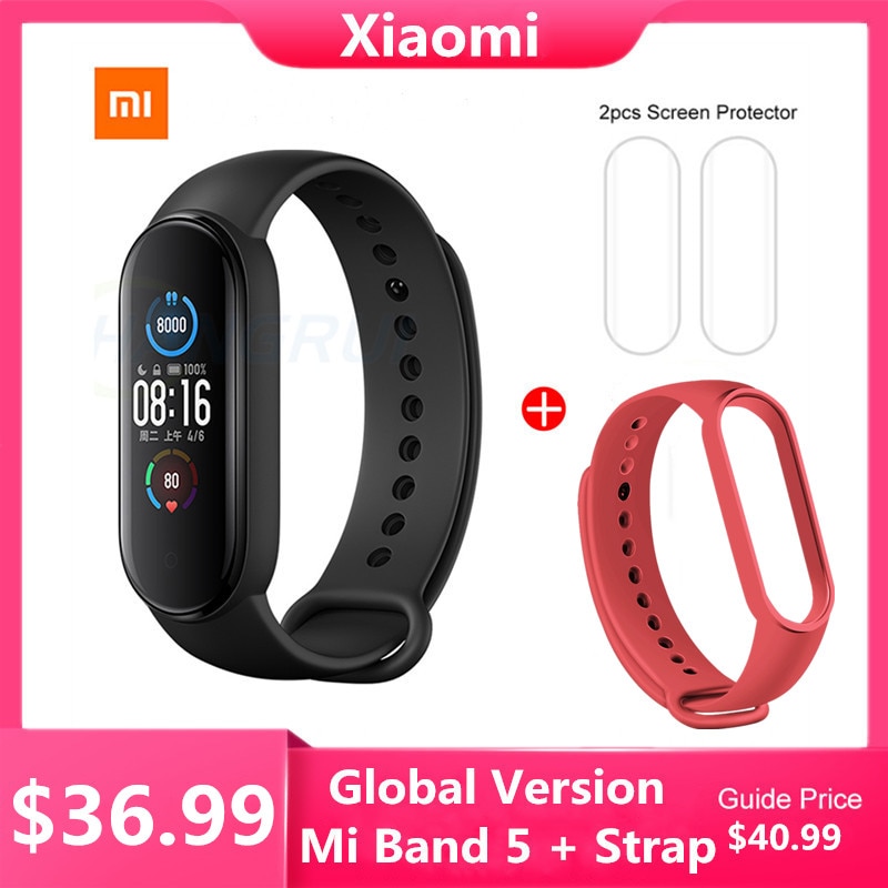 Globale Versione Xiaomi Mi Banda 5 Braccialetto Fitness Tracker Wristband OLED Colorato Dello Schermo Intelligente Impermeabile Monitor di Frequenza Cardiaca Fascia