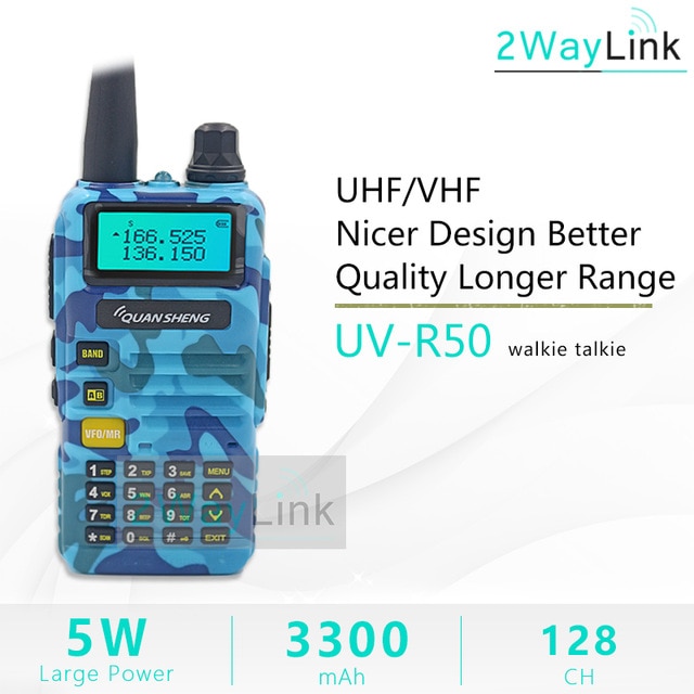 Iluminación led en UV-R50 TG-UV2 Walkie Talkie UV-R50-2 UHF, VHF 5W Radio de dos 3300mAh portátil de iluminación led en UV-R50 (-1) Radio TG-UV50R: Blue