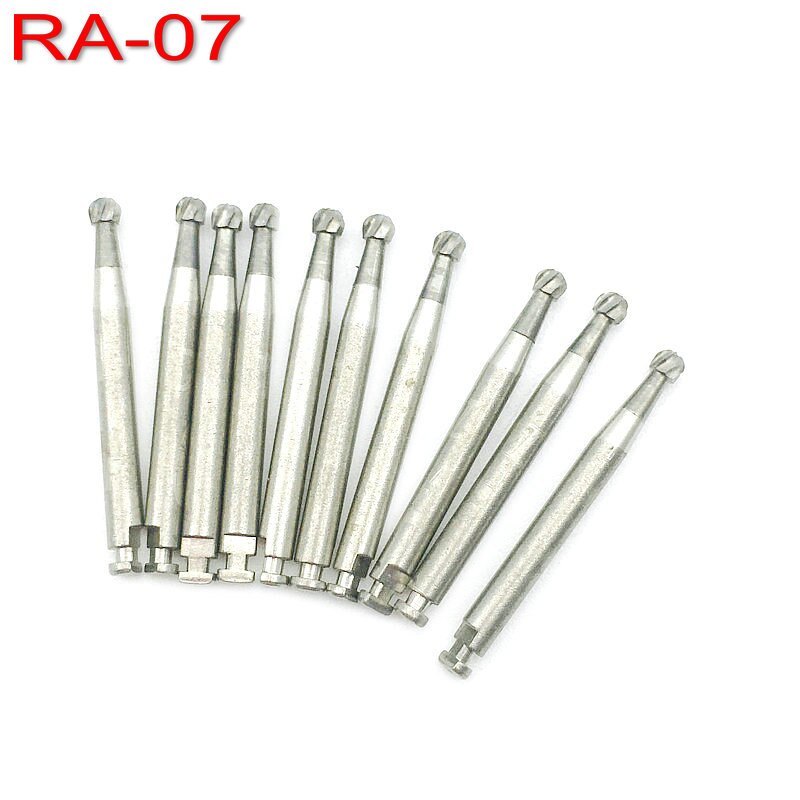 Fresas dentales de carburo de tungsteno de acero, para pestillo de baja velocidad, tipo RA-05, RA-06, RA-07, RA-08, RA-35, RA-558, 10 Uds.: RA-07