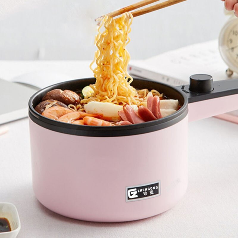 220V 1.2L Mini Electric Rice Cooker 2 Layers Heating Food Steamer Multifunction Meal Cooking Pot 1-3 People: pink