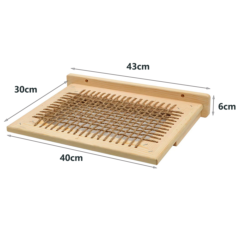 Kat Hangmat Hout En Sisal Touw Muur Gemonteerd Voor Grote Katten Of Kitty, Springplanken, Zitstokken Meubels Slapen: Black
