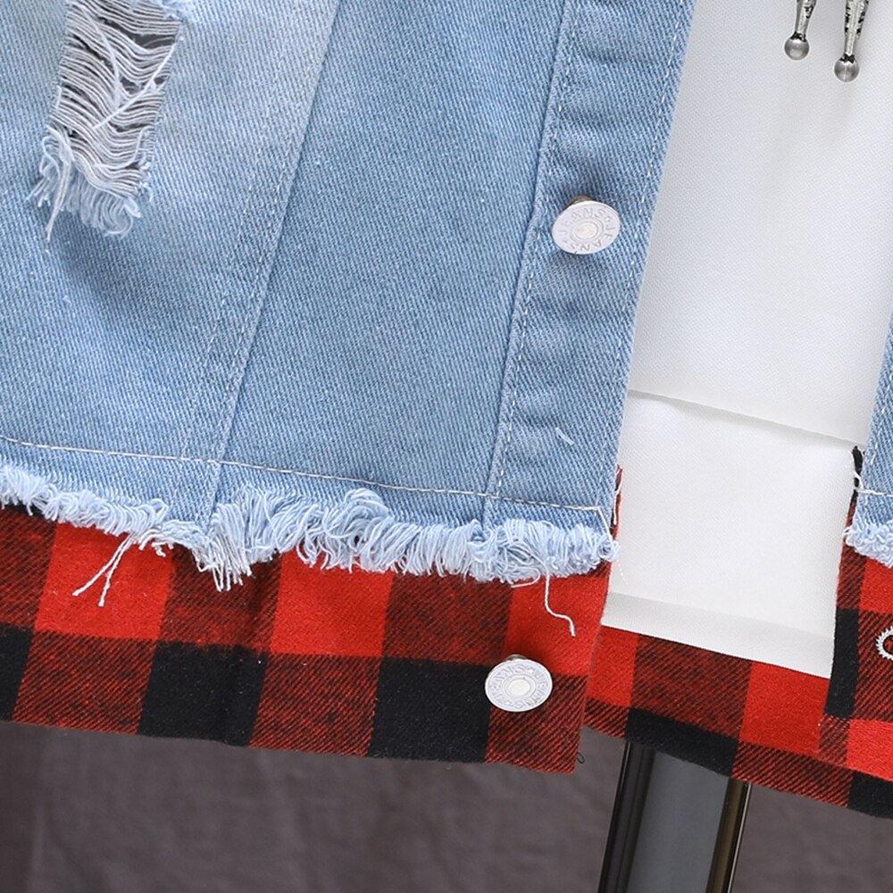 Chaqueta de mezclilla para hombre, chaqueta ajustada con capucha rasgada, informal, a la , para primavera y otoño, 2022