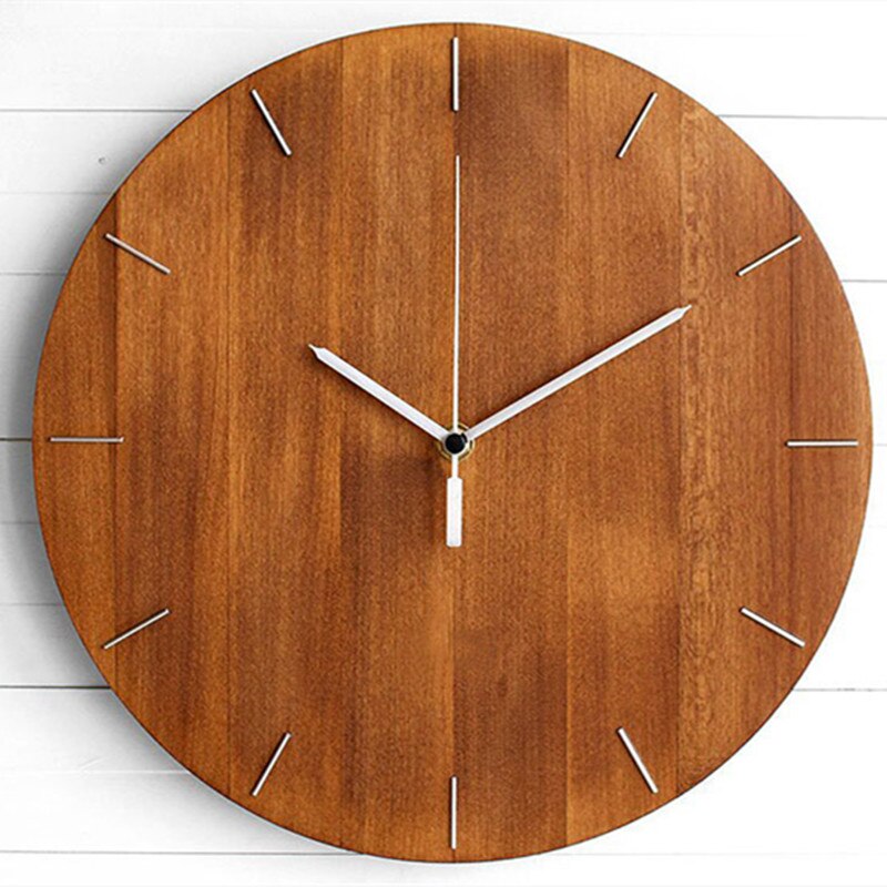 12inch 30cm Diameter Big Wooden Round Wall Hanging Clock Wooden Needle Wall Clock Home Decoration