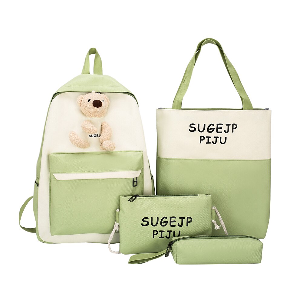 Vintage ▾ Borse per Studenti Regali Di Compleanno 4 pz/impostato Donne Scuola Zaini Adolescenti Ragazze Libro Borsa di Tela cartella Mochila 2020 Nuovo: verde