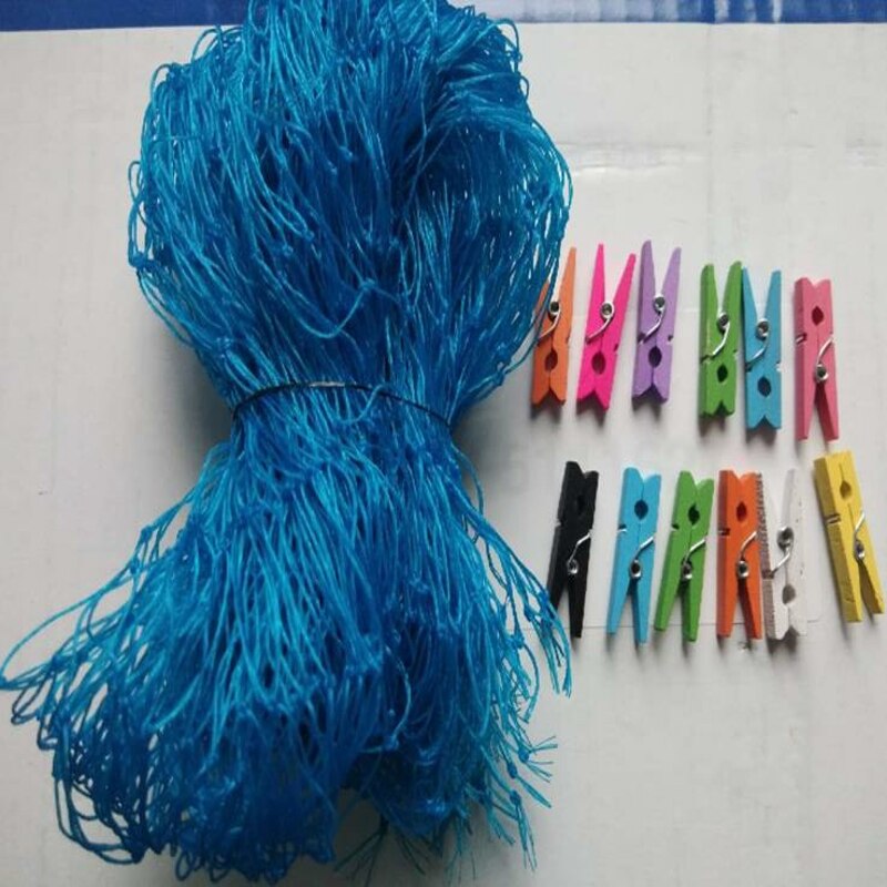 1M Visnet + Houten Klemmen Clip Creatieve Fotowand Festival Partij Decoratie, bar Winkel Decoratie Thuis Decoratie Hanger