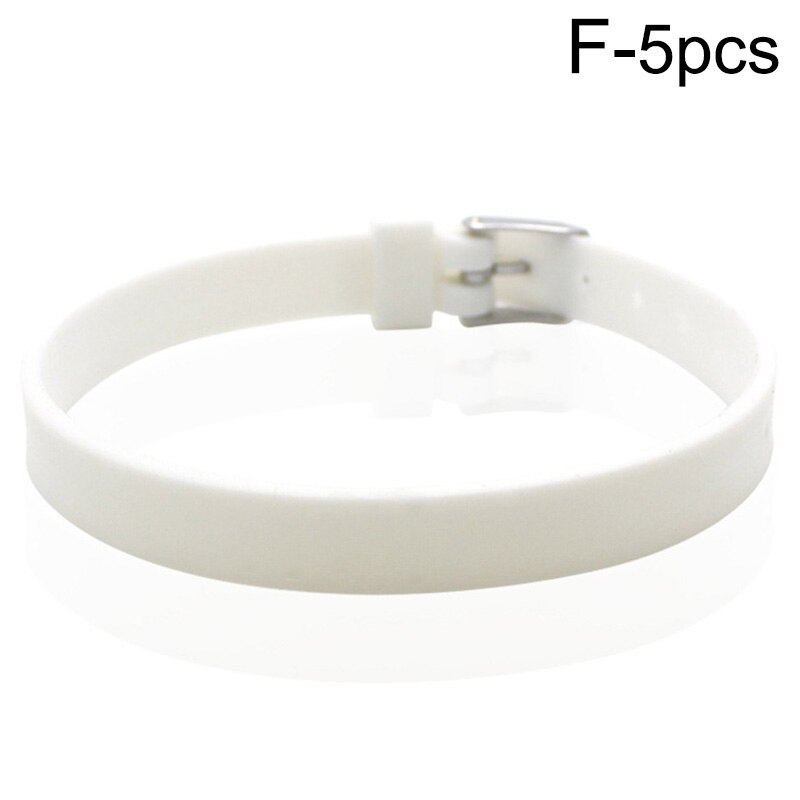 5pcs Silicone Wristband Bracelet Casual Bangles Wrist Band Sports Jogger Running Adjustable Jewelry Accessories: F