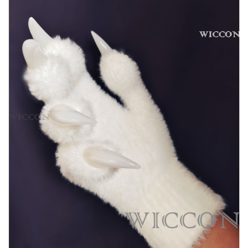 Furry Gloves Kig Fursuit Kigurumi Cosplay Plush Gloves Full SeasonGloves Claw Black White Multicolor Claw Cute Cool Furry