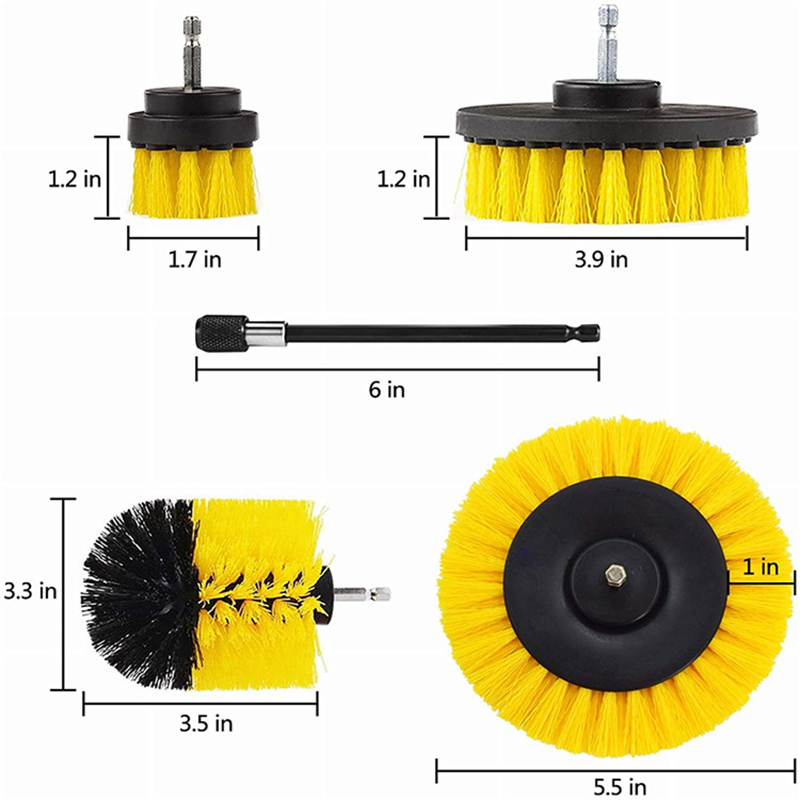 5pcs 3pcs Boor-Borstelreiniger Schrobborstels met Verlengstuk voor Auto Grout Tub Douche Keuken Auto Care Cleaning Tools