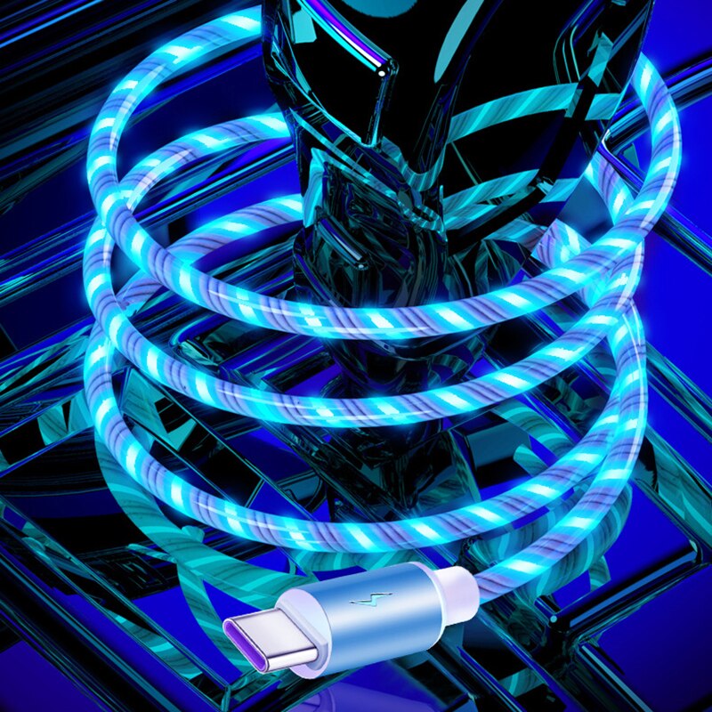 5A Bunte fließende LED Glow USB Ladegerät Typ C Kabel für Android Micro USB Ladekabel für iPhone X für samsung s9 Ladung