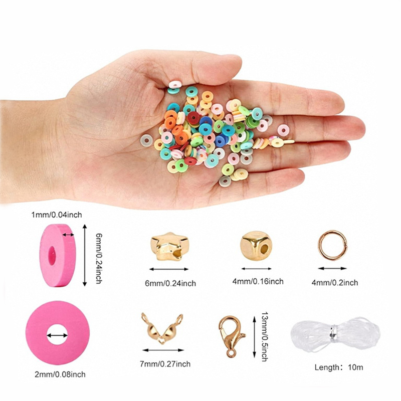 4800 unids/lote 6mm Kit de cuentas de arcilla polimérica redondas planas coloridas Diy para cuentas de arcilla Kit de fabricación de pulseras caja de juego de cuentas