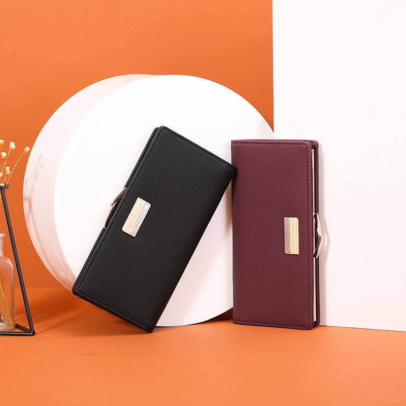 WEICHEN-billeteras de mano largas con Clip para mujer, Cartera de mano femenina con bolsillo para teléfono móvil, tarjetero de de , monedero