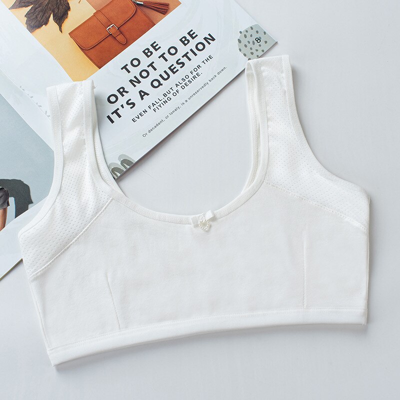 4Pcs Girl Training Bra Adolescent Chest Vest Kids Children Cotton Underwear Top 8-14Years: 1 / 30-45 kg