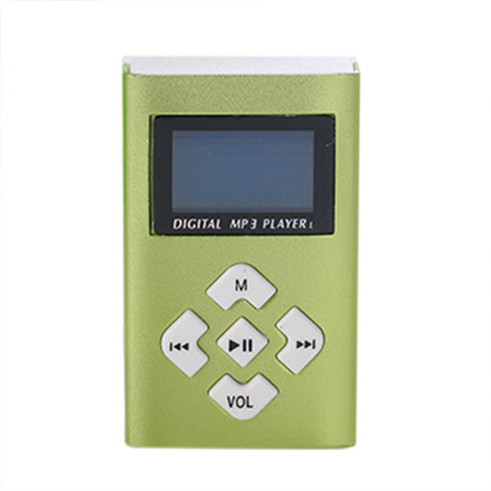 Slick stylish USB Mini MP3 Player LCD Screen Support 8GB Micro SD TF Card#T2: Green 