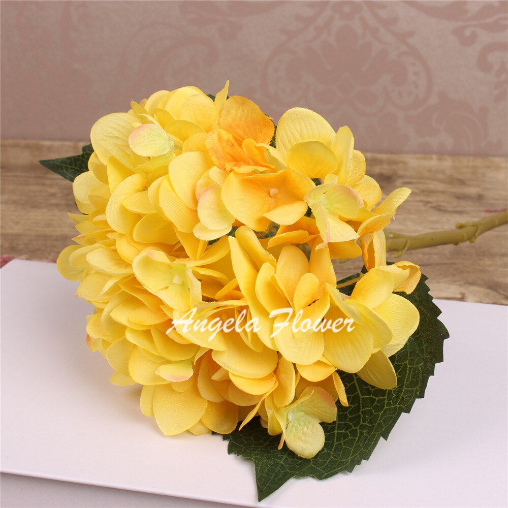 Hei -q 1 stk 46cm kunstige blomster hortensia blomster 7 farger hjemmedekorasjoner for bryllupsfest fotografering: Gul